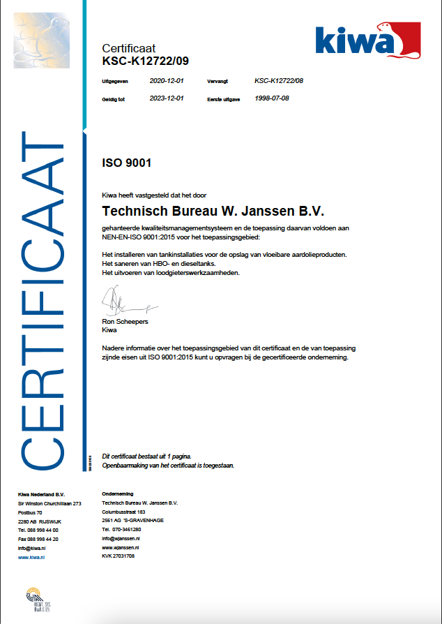 Certificaat ISO 9001 2015